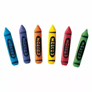 School Theme  Sugar Top Decor - Large Colorful Crayons - Kosher, 6 pk - Picture 1 of 3