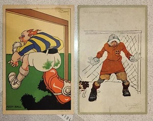 FOOTBALL SOCCER CALCIO HUMOUR-LOT 2 POSTCARDS-C15-194 - Picture 1 of 1