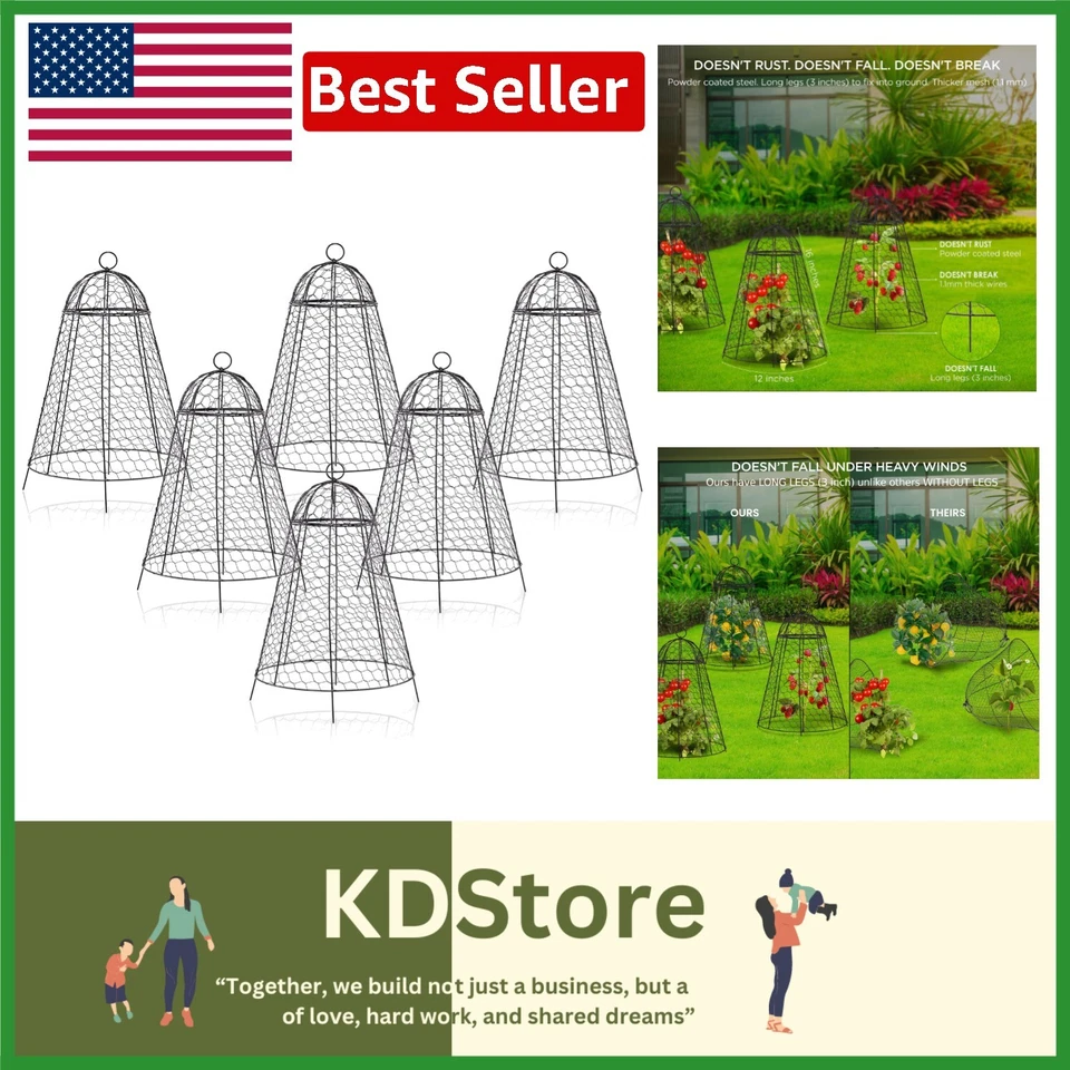 Pack of 6 Extra Large Rustproof Garden Cloches, 12'' x 20'' for Plant Protection - Image 1 of 4