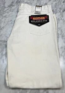 Pantalones de mezclilla Wrangler Rustler 36x32 blancos calce relajado occidentales 100 % algodón hechos en EE. UU. - Imagen 1 de 13