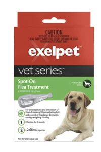 FLEAS EXELPET Vet Series Treatment Spot On Flea Large Dog 2 Pack - Picture 1 of 4