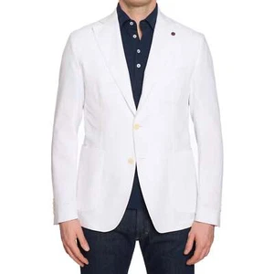 SARTORIA PARTENOPEA White Seersucker Jacket EU 48 NEU US 38 Aktuelles Modell - Bild 1 von 7