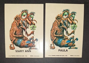 Tarjeta trasera 2-1974 Topps Ugly Stickers Mary Ann & Paula bronceada - Imagen 1 de 1