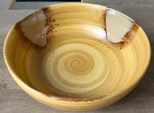 Sango Splash 4951 Serving Salad/Pasta Bowl 9” Tan Brown Drip Glaze - Picture 1 of 4
