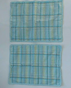 Nautica Seabright Plaid Pillow Shams (2) Standard Aqua Blue Cottage Chic Boho - Picture 1 of 8