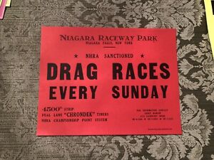 Early 60’s SUNDAY NIAGARA DRAG STRIP ADVERTISING POSTER NIAGARA FALLS, N.Y. USA