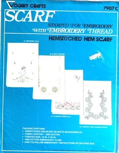 Vogart~ Flower Festival~ Stamped for Embroidery table scarf #7907 Picture C - Picture 1 of 2