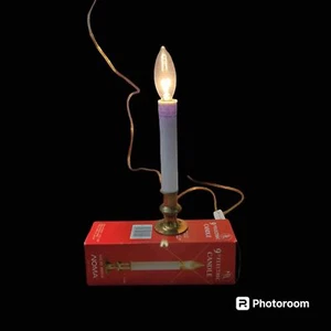 Vintage UL elektrischer Kerzenständer Kerzenleuchter massiv Messing weiß - Bild 1 von 5