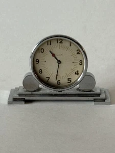 ELGIN ANTIQUE STREAMLINE MODERN ART DECO ROARING 20s CHROME CLOCK SCULPTURE OLD - Picture 1 of 10