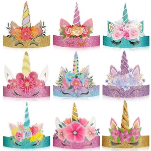 24 Pcs Unicorn Birthday Party Hats Unicorn Paper Party Crown Headbands for Gi... - Picture 1 of 6