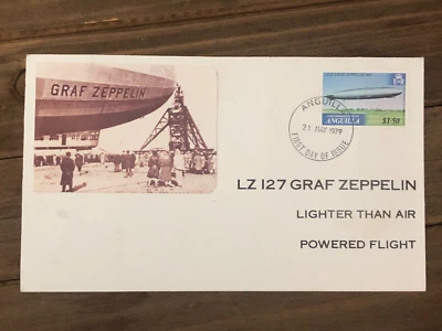 1979 LZ 127 Graf Zeppelin $1.50 Anguilla First Day of Issue Cover Envelope - Image 1 of 2