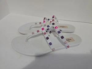Valentino Garavani Women’s Size 9 (39) Rockstud White Multi Flat Thong Sandals - Picture 1 of 11