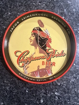 Jacob Leinenkugel Brewing Co Beer Tray Chippewa Falls WI American Art Wrks 13.5” - Image 1 of 4