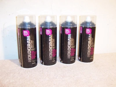 Group of (4) Montana Cans 400 ml Hologram Glitter Effect Clear Gloss Spray Paint - Image 1 of 4