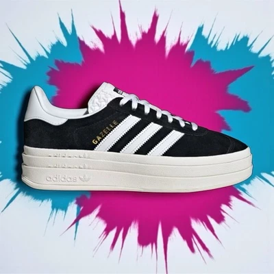 Adidas Gazelle Negrita Plataforma Tenis Zapatos Negro Blanco HQ6912 Mujer’s Talla 11 Foto 1 de 4