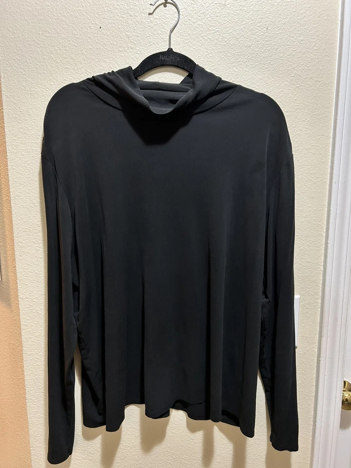 Eileen Fisher Womens 2X Black 100% Silk Turtleneck Long Sleeve Top Baselayer - Image 1 of 4