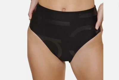 Calvin Klein NEGRO Cintura Alta Logo Bikini Parte Inferior de Natación, Talla S EE. UU. Traje de Baño Foto 1 de 4