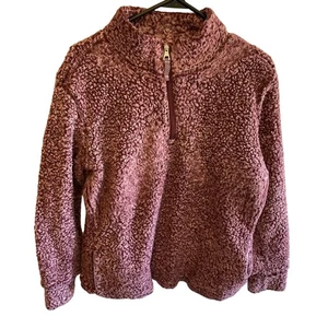 Weatherproof Mauve Long Sleeve 1/4 Zip Mock Neck Lined Sherpa Pullover Size L - Picture 1 of 8