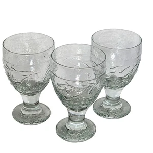 3 Libbey Glass Garden Vine Goblets 6" water ice tea glasses 14z raised relief - Picture 1 of 6