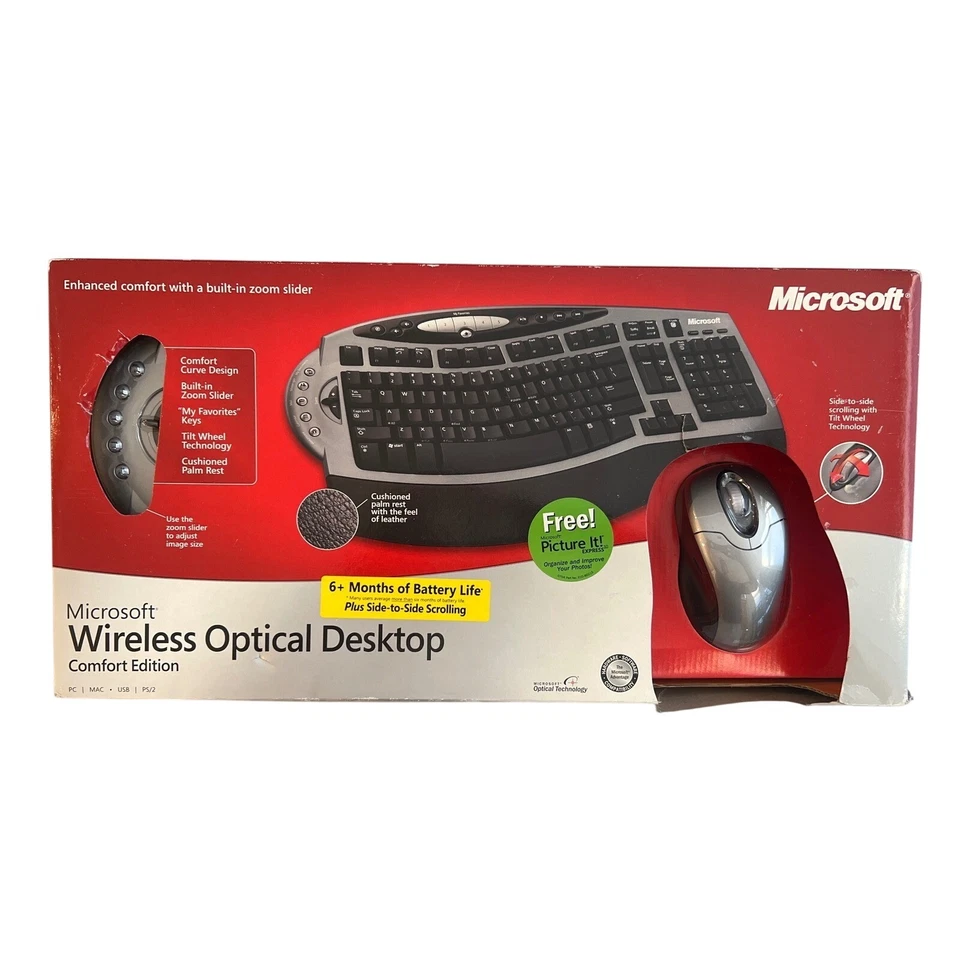Microsoft Wireless Optical Desktop Keyboard Mouse Combo Comfort Edition - Image 1 of 4