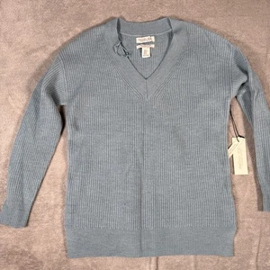 Nuevo con etiquetas Suéter Rachel Zoe XS Cuello en V Mezcla de Lana Merino Minimalista - Imagen 1 de 7