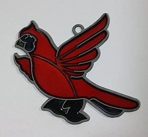 Red Cardinal Stained Glass Suncatcher 4in Vintage Multicolor Hanging Ornament - Picture 1 of 2