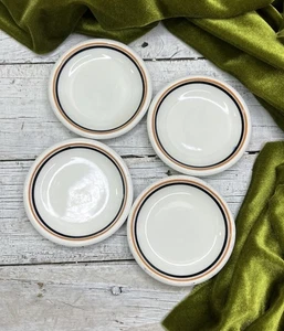 JUEGO VINTAGE 4 TAPETES DE MANTEQUILLA PORCELANA BÚFALO RAYAS NEGRAS BANDA NARANJA 🧡 - Imagen 1 de 21