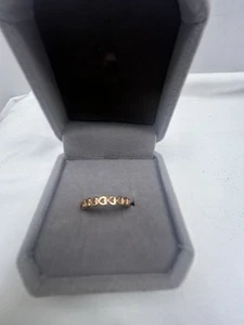 Genuine Pandora 14K Gold Plated Linked Love Stackable Ring Open Hearts Size 4 - Picture 1 of 5