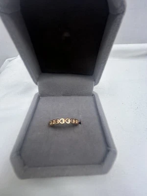 Genuine Pandora 14K Gold Plated Linked Love Stackable Ring Open Hearts Size 4 - Image 1 of 4