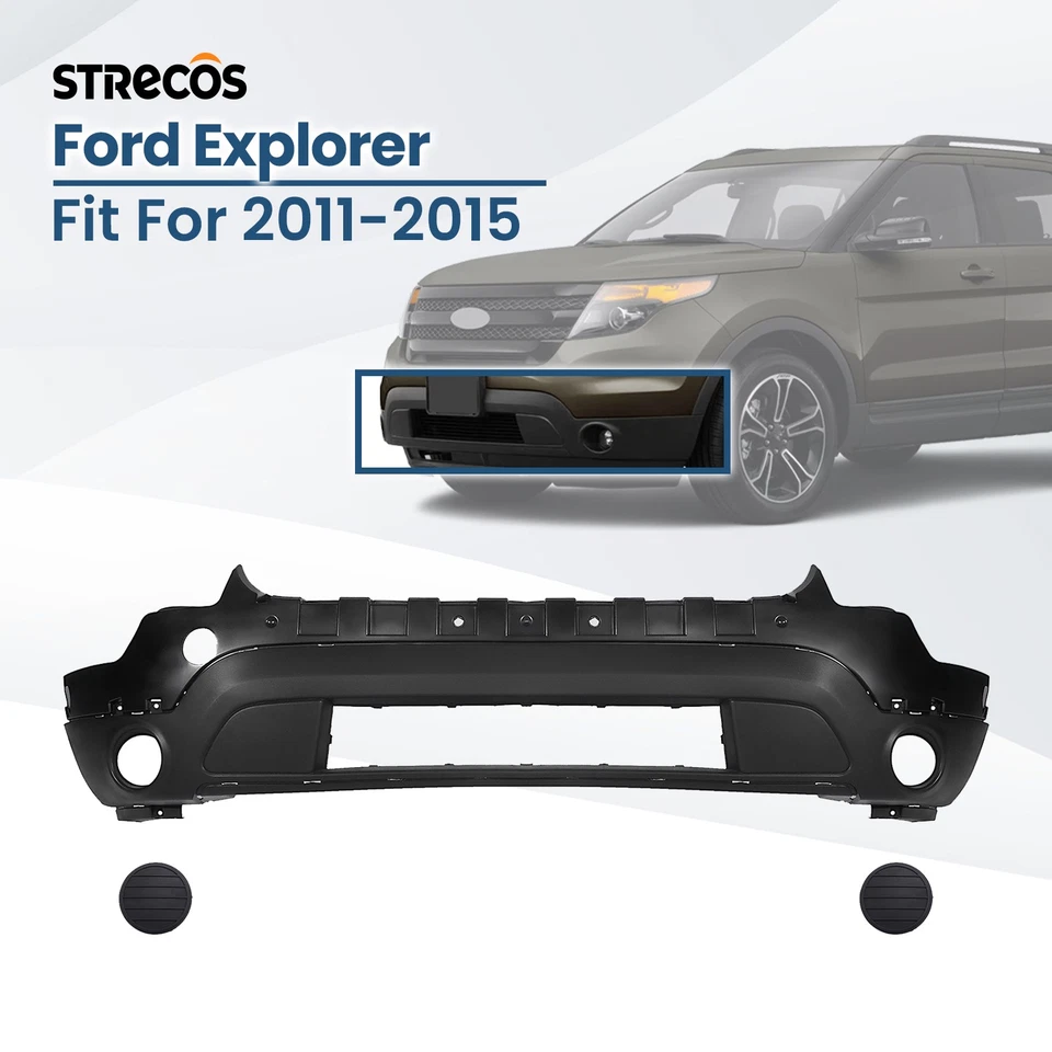 Front Lower Bumper Cover For 2011-2015 Ford Explorer Textured Black W/ Fog Cover Foto 1 de 4