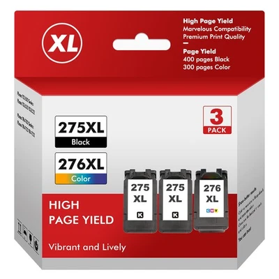 Lote de cartuchos de tinta PG-275XL CL-276XL para Canon PIXMA TS3500 TS3520 TR4700 TR4722 - Imagem 1 de 4