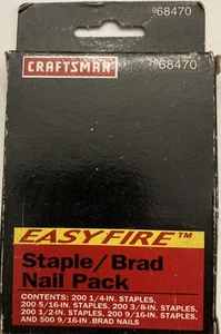 Craftsman Easy Fire Assorted Narrow Crown Wire Staples /Brad Nail Pack 968470 - Picture 1 of 4