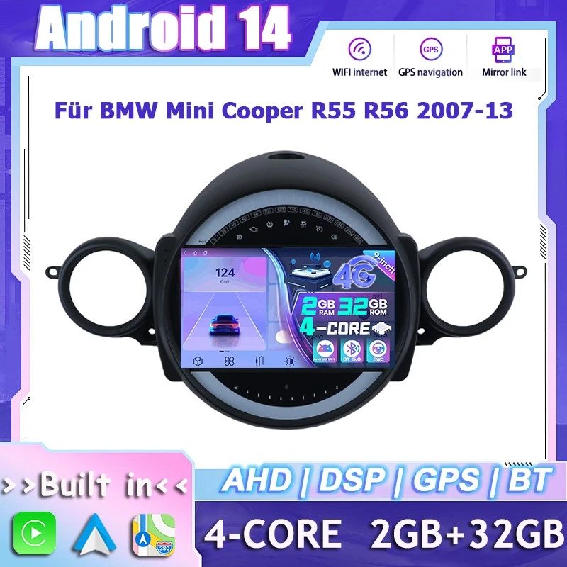 Für BMW Mini Cooper R55 R56 2007-13 ANDROID 14 AUTORADIO GPS NAVI CARPLAY Kamera - Bild 1 von 4