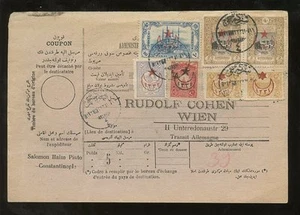 TURKEY PACKET POST CARD c1916...ATTRACTIVE 5 COLOUR FRANKING to AUSTRIA - Picture 1 of 1