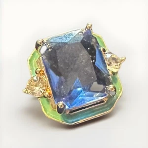 Blautopas klarer Stein Vintage Emaille unbeschriftet nicht magnetisch Nachlassfund Gr. 8 GP - Bild 1 von 9