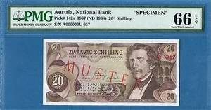 Austria, 20 chelines, 000 muestras, 1968, gema UNC-PMG66EPQ, P142s - Imagen 1 de 2