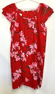 Vintage Jana Womens Red Multi Floral Flutter Sleeve Hawaiian Midi Dress Size 10 - Picture 1 of 10