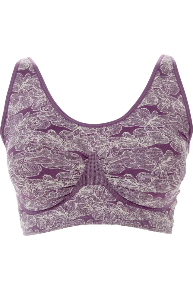 Rhonda Shear Ahh Bra Adjustable Straps Purple Floral - Image 1 of 1