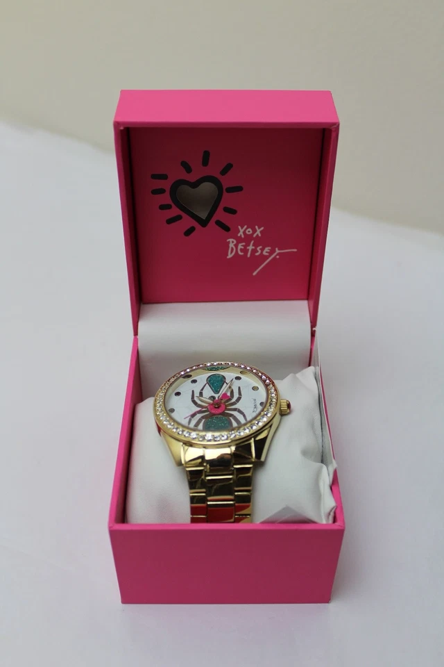 Betsey Johnson Spider Web Watch Leather Band Bracelet Style -rare Bj2094