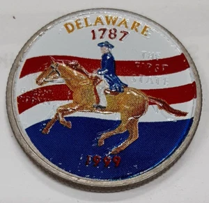 1999-D Delaware Statehood Quarter w/Colorized Reverse UNC - Imagen 1 de 2