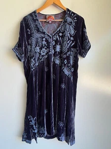 JOHNNY WAS Tunika-Kleid Dylan blau Samt Boho bestickt Größe M - Bild 1 von 11