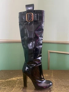 Dolce & Gabbana Patent Leather Black Fetish Pinup Boots 38.5 US7 - Picture 1 of 12