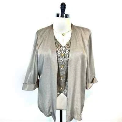 Chaleco Chaqueta Perceptions Plus Para Mujer Talla 16W Dorado Tostado Perla Botón De Colección  Foto 1 de 4