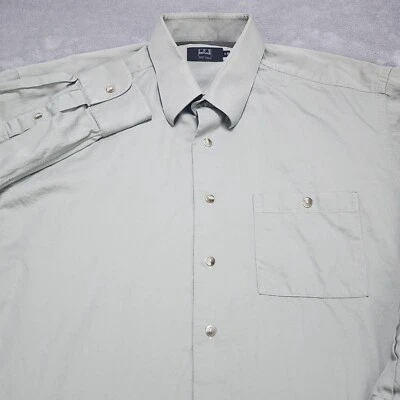 Camisa Ike Behar Para Hombres 17 34 Verde Sólida Manga Larga Abotonada Vestido Negocios Foto 1 de 4