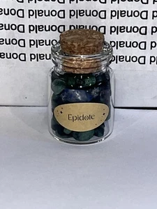 EPIDOTE Mini Cork Bottle, Chip Crystal Healing Tumbled Gem Stones - Picture 1 of 3