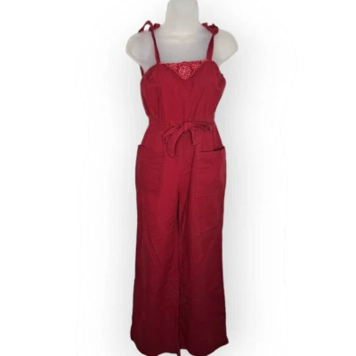 Young Edwardian Vintage 1970s Burgundy Floral Embroidered Disco Jumpsuit - Image 1 of 4