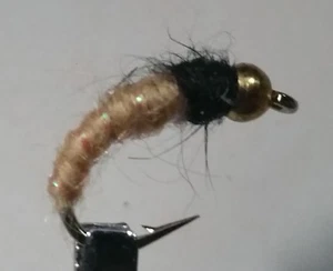 1 docena - sujetador larva caddis, bronceado - ninfa mosca húmeda - trucha - Imagen 1 de 1