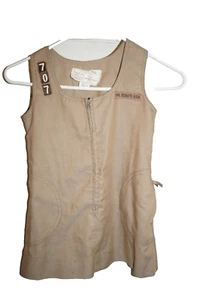 Girl Scout USA Brownie Uniform Vintage 2006 Sz 6 Brown Dress Top Vest Zipper - Picture 1 of 6