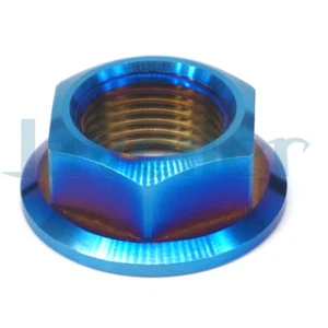 M18x1,5mm Burn Blue GR5 Titan Flansch Sechskantmutter für Motorrad Mittelwelle - Bild 1 von 4