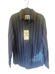 Level Ten Black & White Striped Long Sleeve Button Down Shirt Size XL - Picture 1 of 11